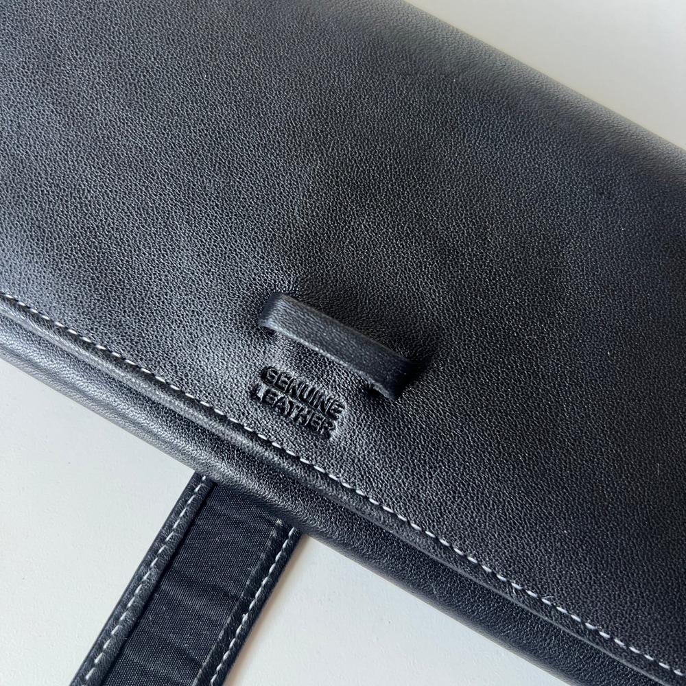 Black Genuine Leather Wallet Organizer Clutch Checkbook Holder - Picture 2 of 10